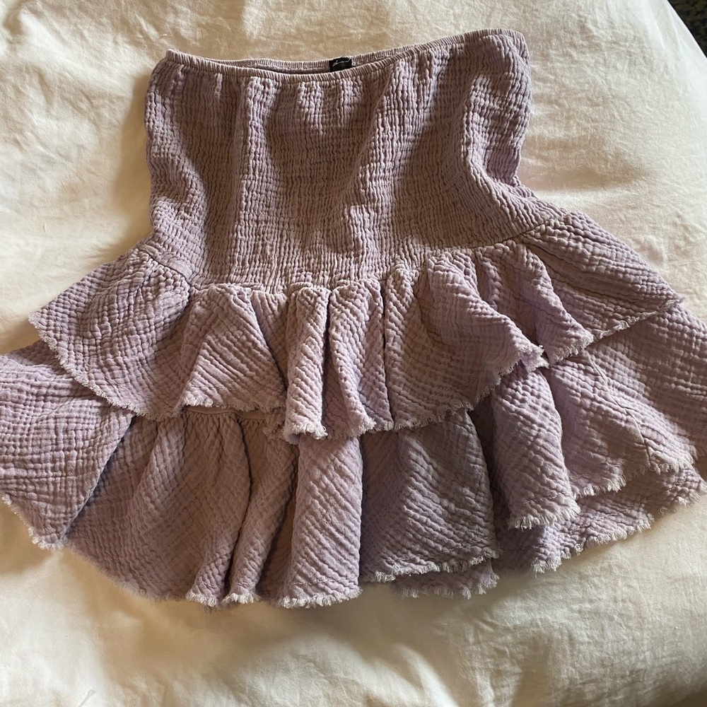 Lavender Mini Skirt with Ruffled Tiers